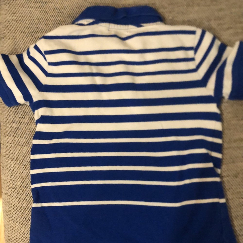 Ralph Lauren POLO boys size 7 blue stripped short sleeve polo shirt - Picture 3 of 3